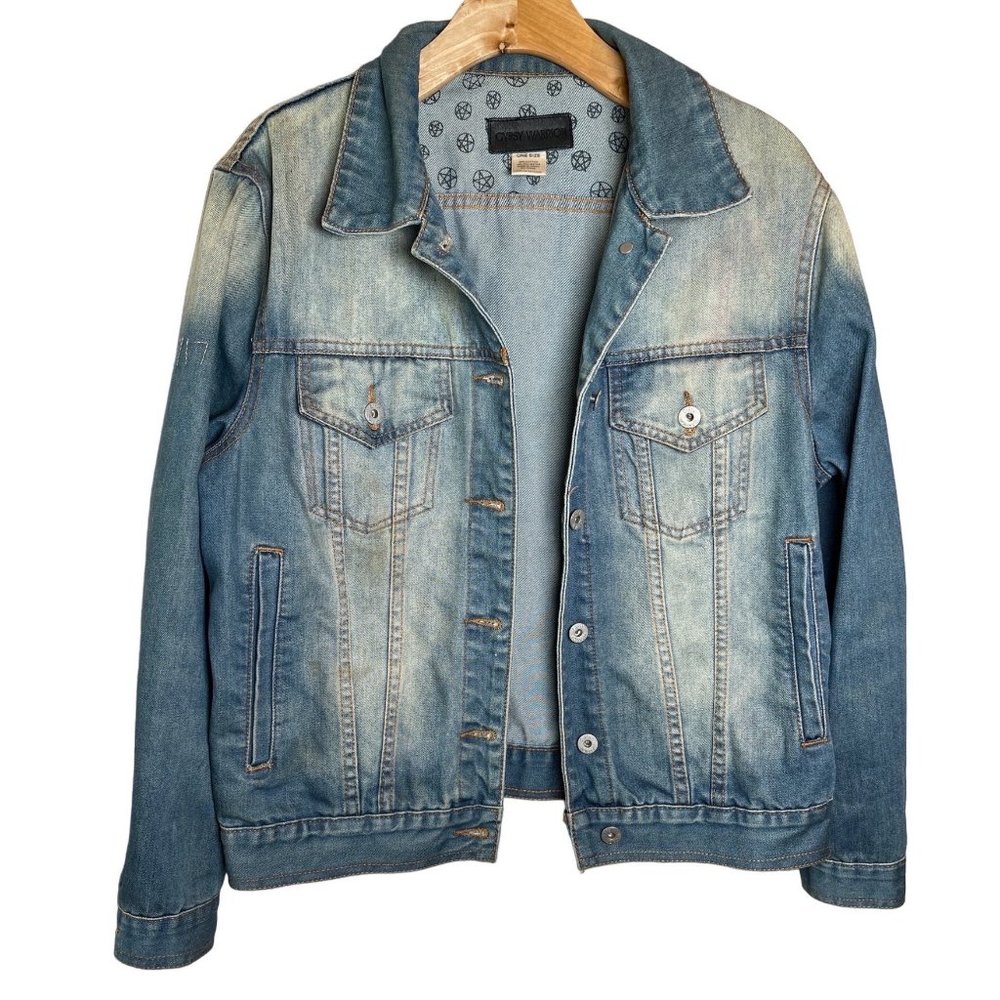 Gypsy Warrior UCLA Denim Jacket Stonewash Blue UCLA Spell Out Women Size OS